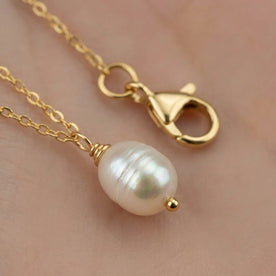 Tiny Freshwater Pearl Necklace — Clasp & Pearl Detail