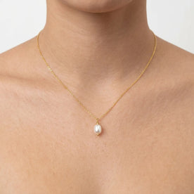 Tiny Freshwater Pearl Necklace — Necklace Worn on Neck