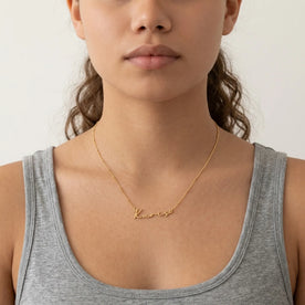Karis Name Necklace — Worn at the Neckline