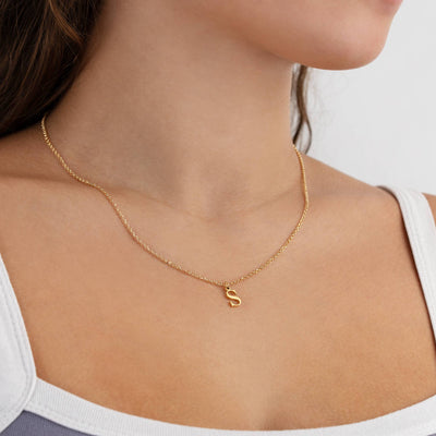 Single Initial Necklace 18k gold plated Gift gold